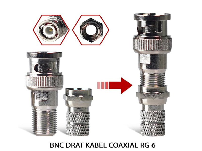 Jack BNC drat Taiwan original untuk kabel coaxial RG6 dan RG59